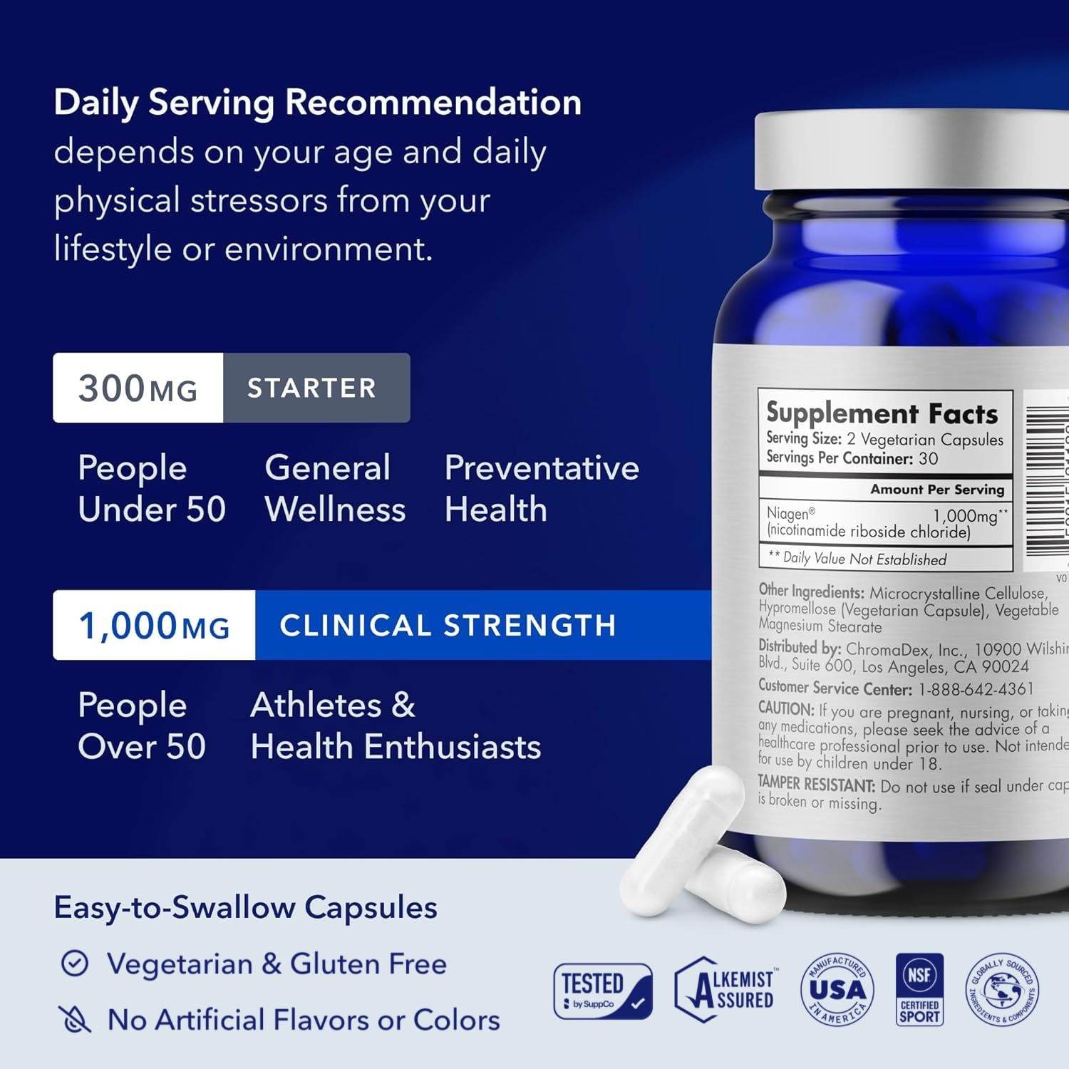 Tru Niagen Pro NAD booster capsules close up view showing clean vegetarian ingredients label