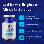 Side view of Tru Niagen Pro 60 capsules packaging highlighting the NSF Certified for Sport seal