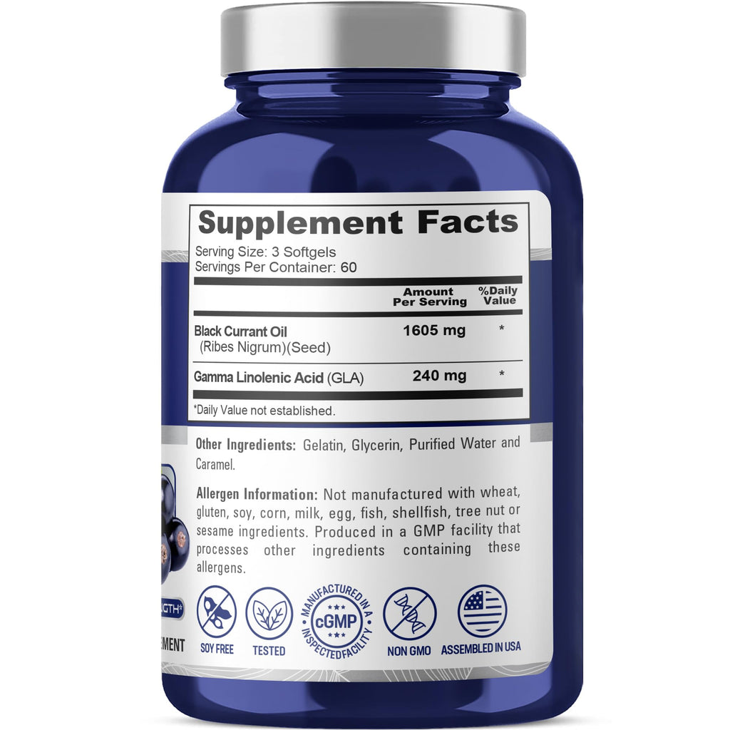 NusaPure Black Currant Seed Oil supplement label nutrition facts