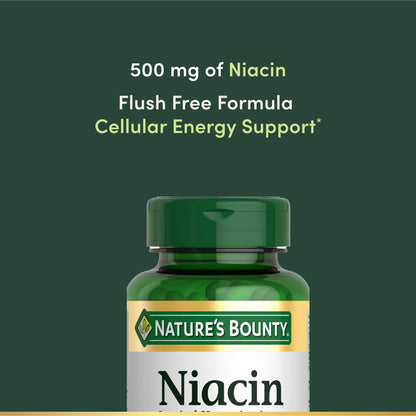 Imported USA authentic Nature's Bounty Niacin capsules for nervous system health.
