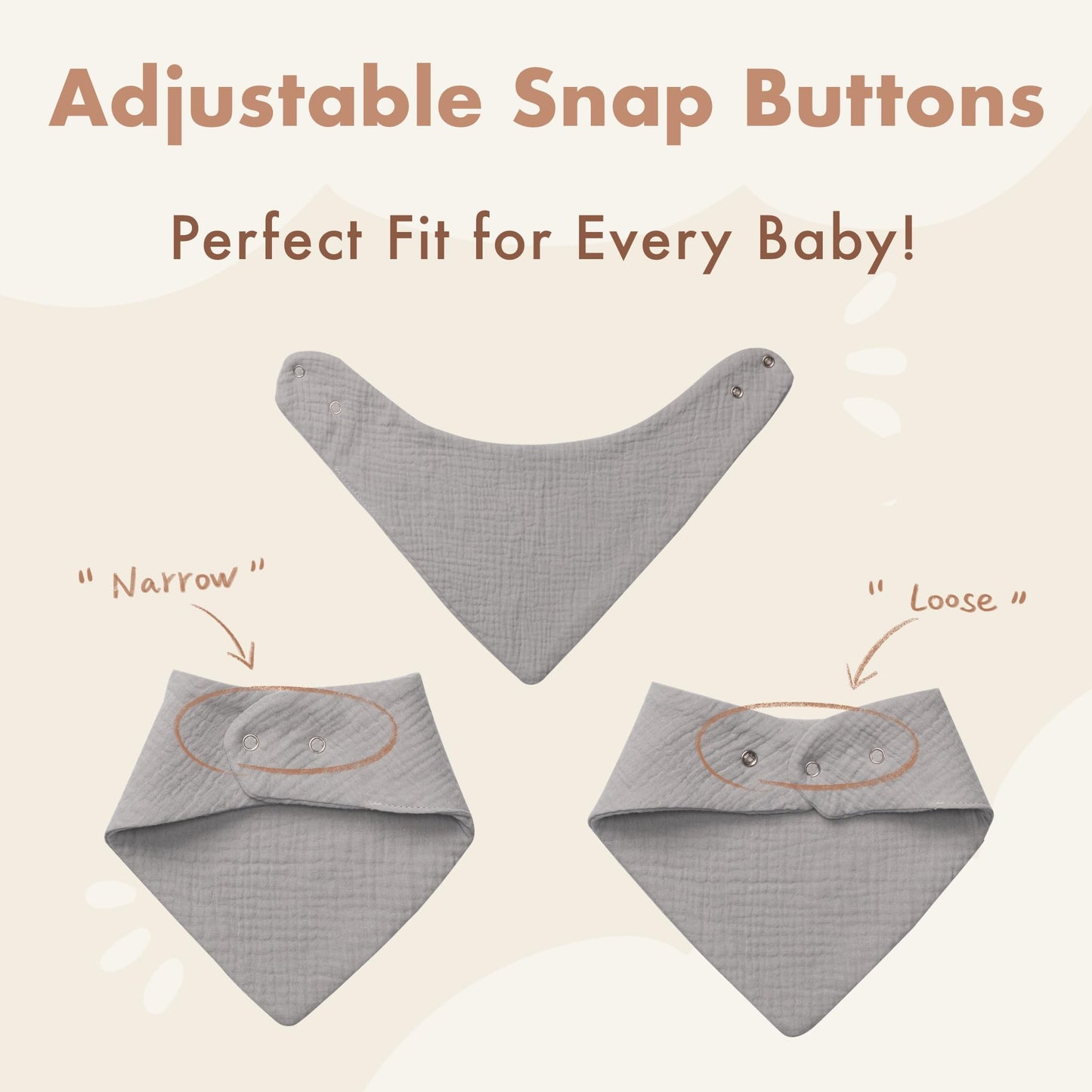 Close up of coorobin muslin fabric texture and snap buttons