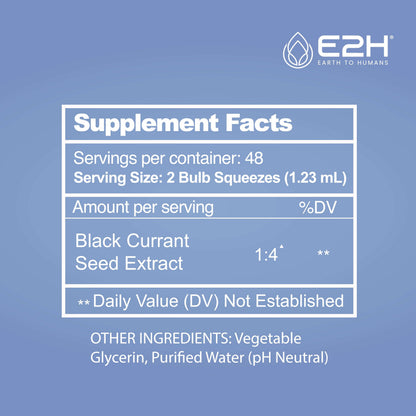 Cold pressed black currant seed extract liquid for immune support