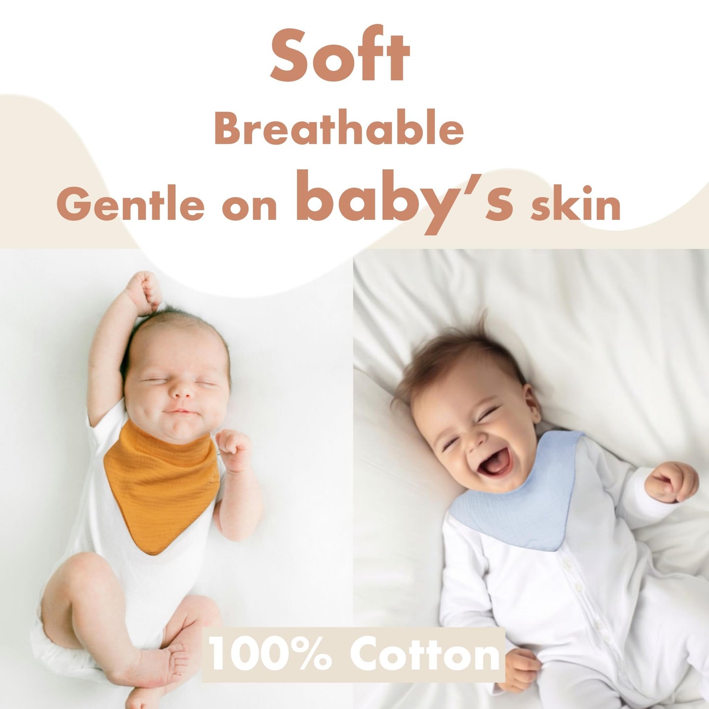 Baby wearing soft coorobin cotton bandana bib for drooling
