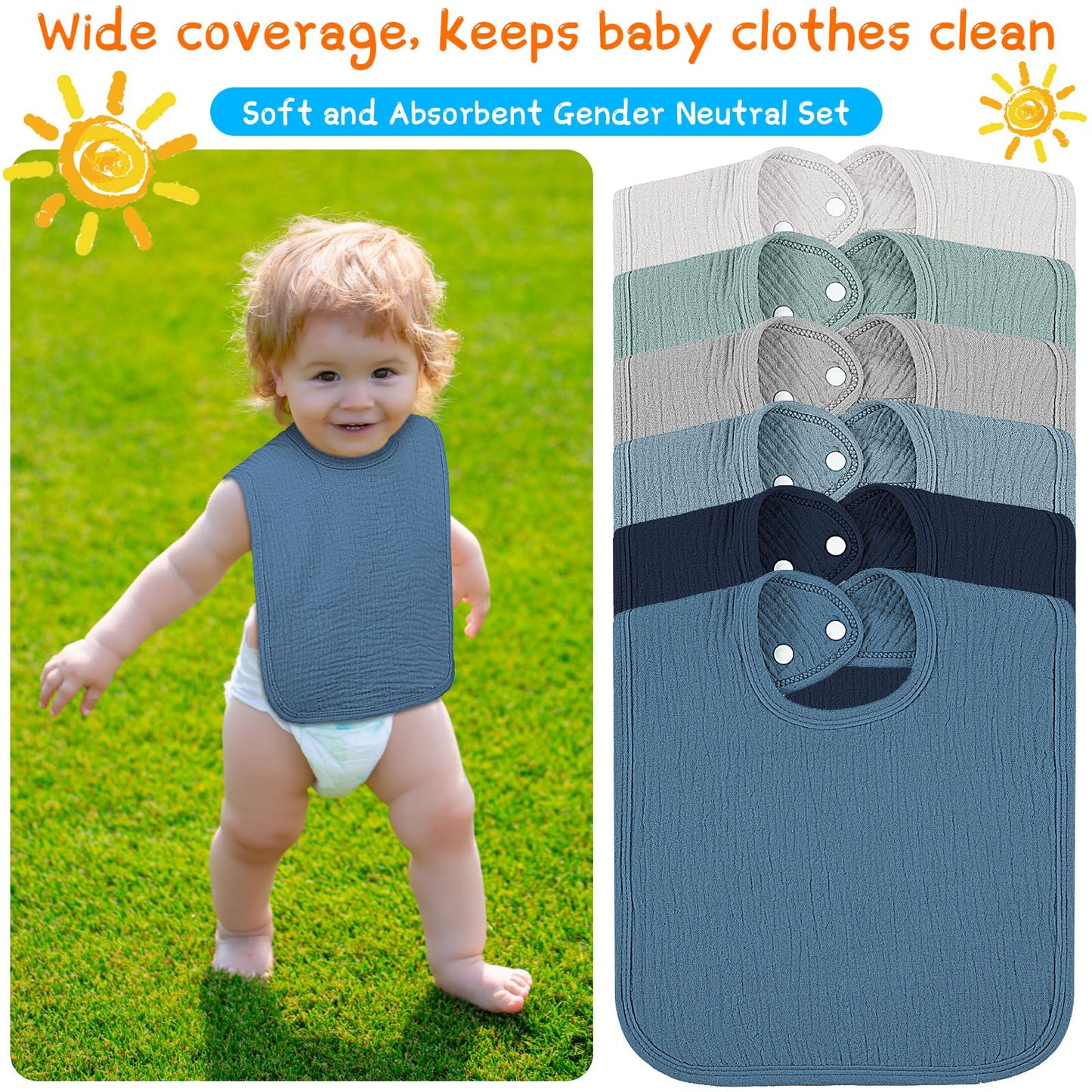 Toulite adjustable snap closure baby bibs detail