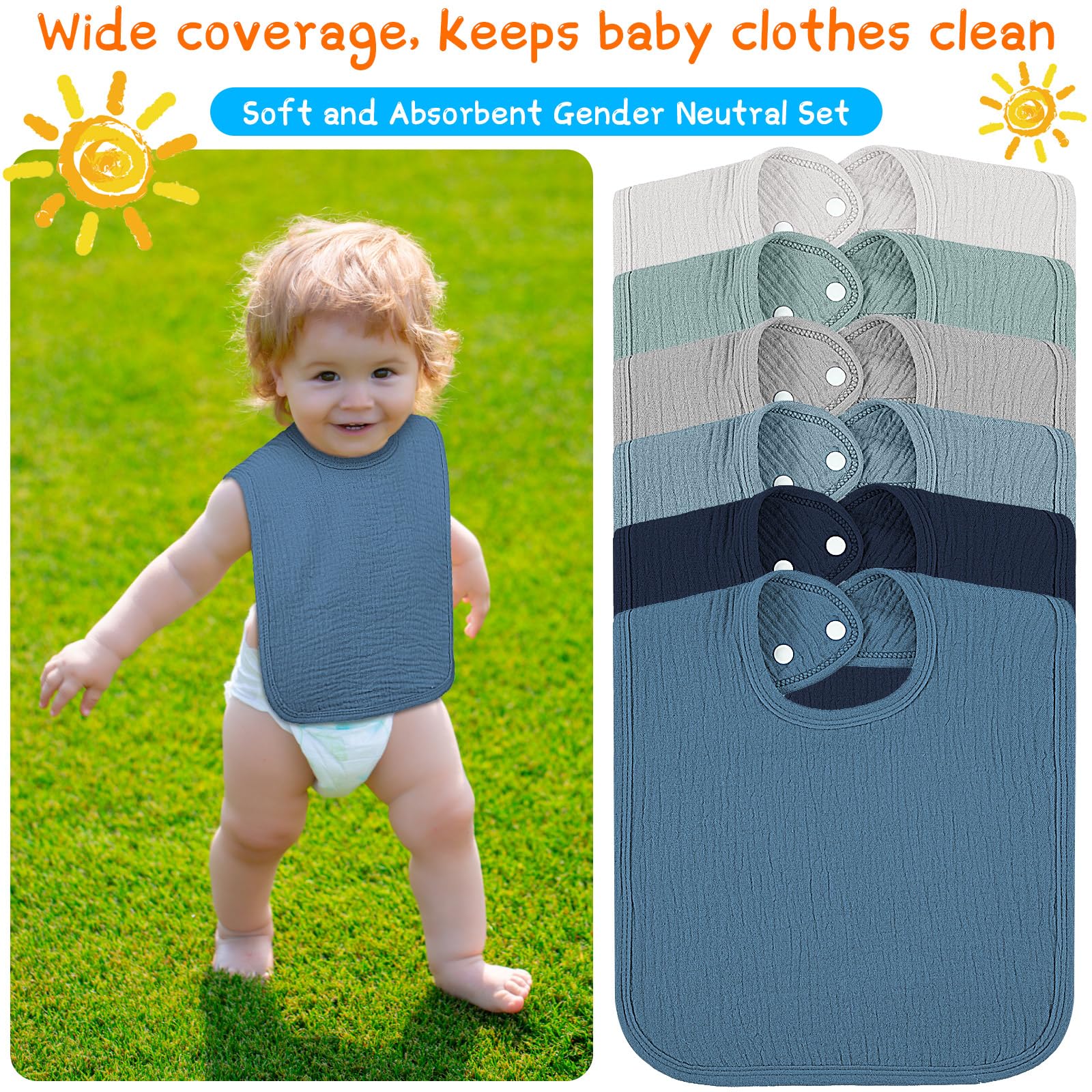 Toulite adjustable snap closure baby bibs detail