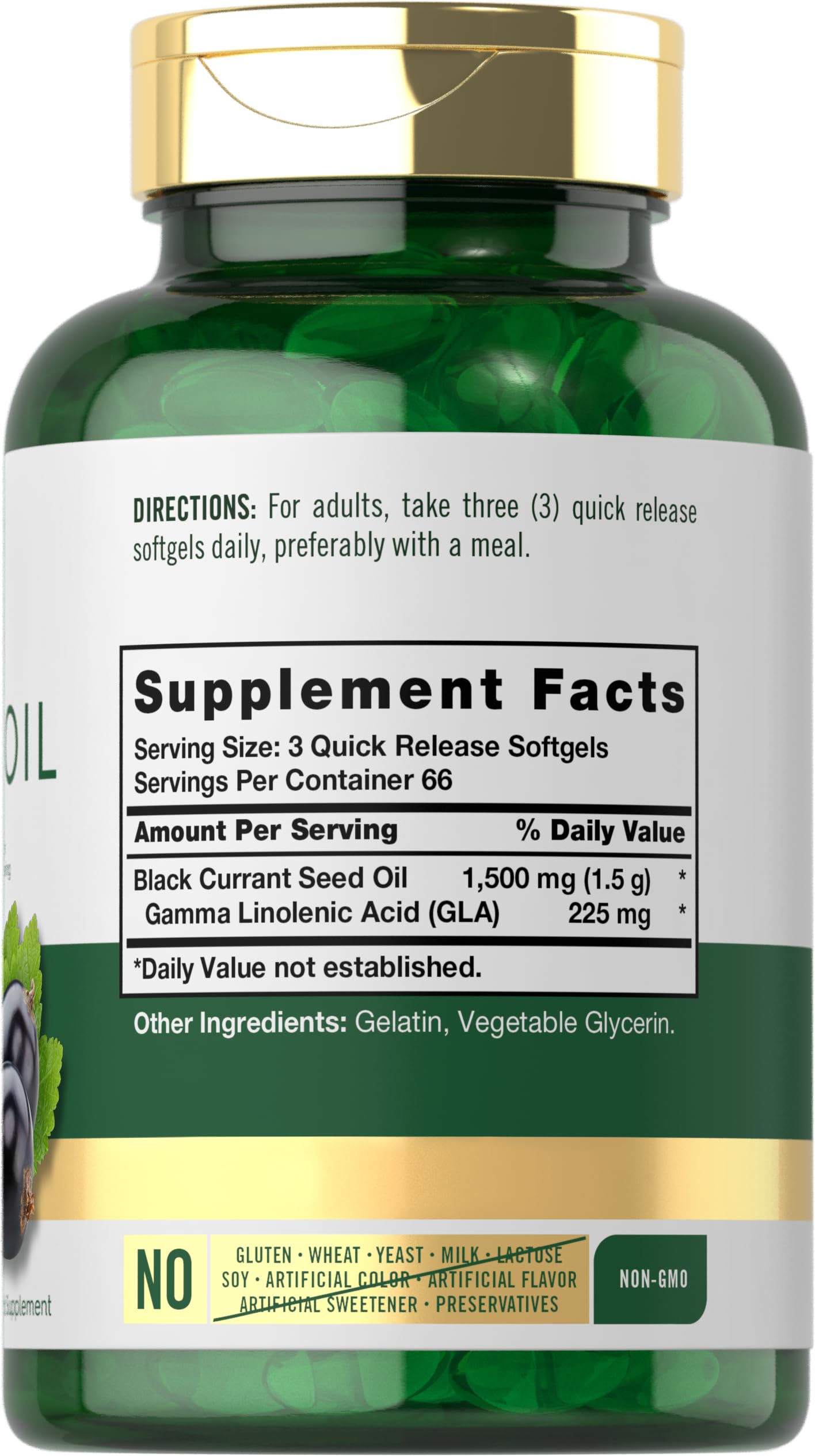 Carlyle Black Currant Oil supplement facts label