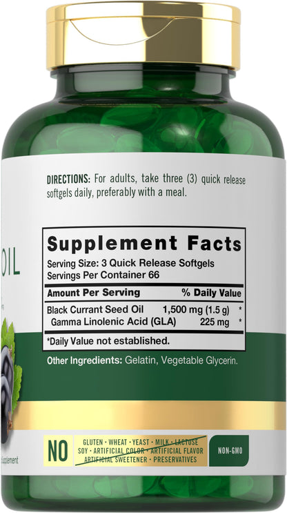 Carlyle Black Currant Oil supplement facts label