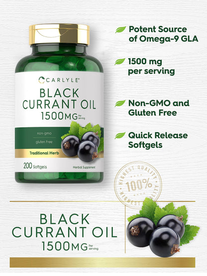 Carlyle Black Currant Oil 200 softgels close up