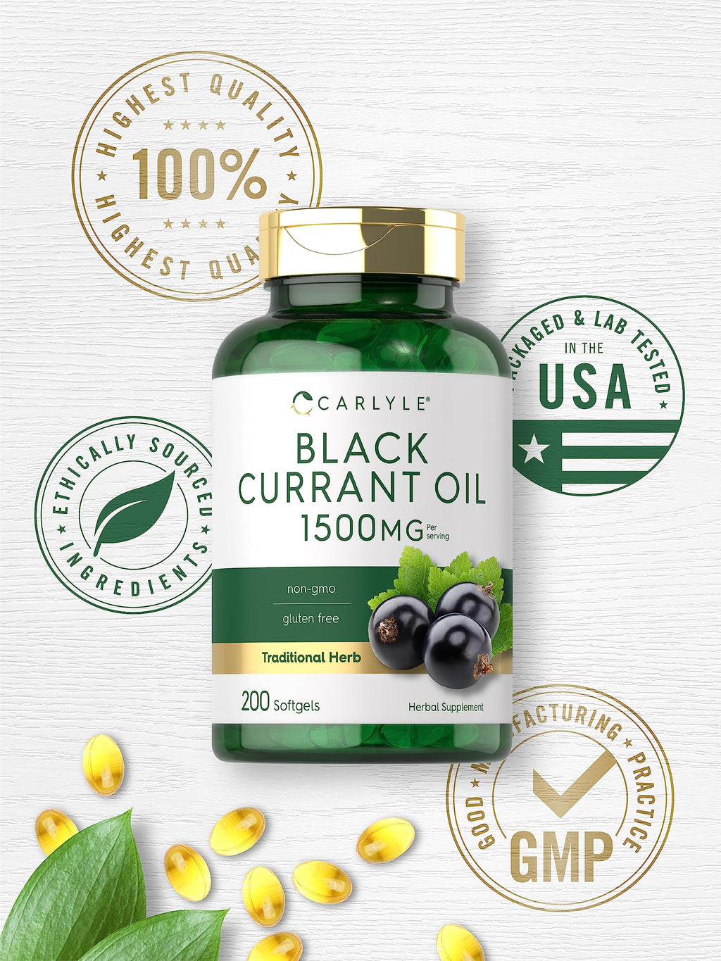 Carlyle black currant oil softgels packaging details