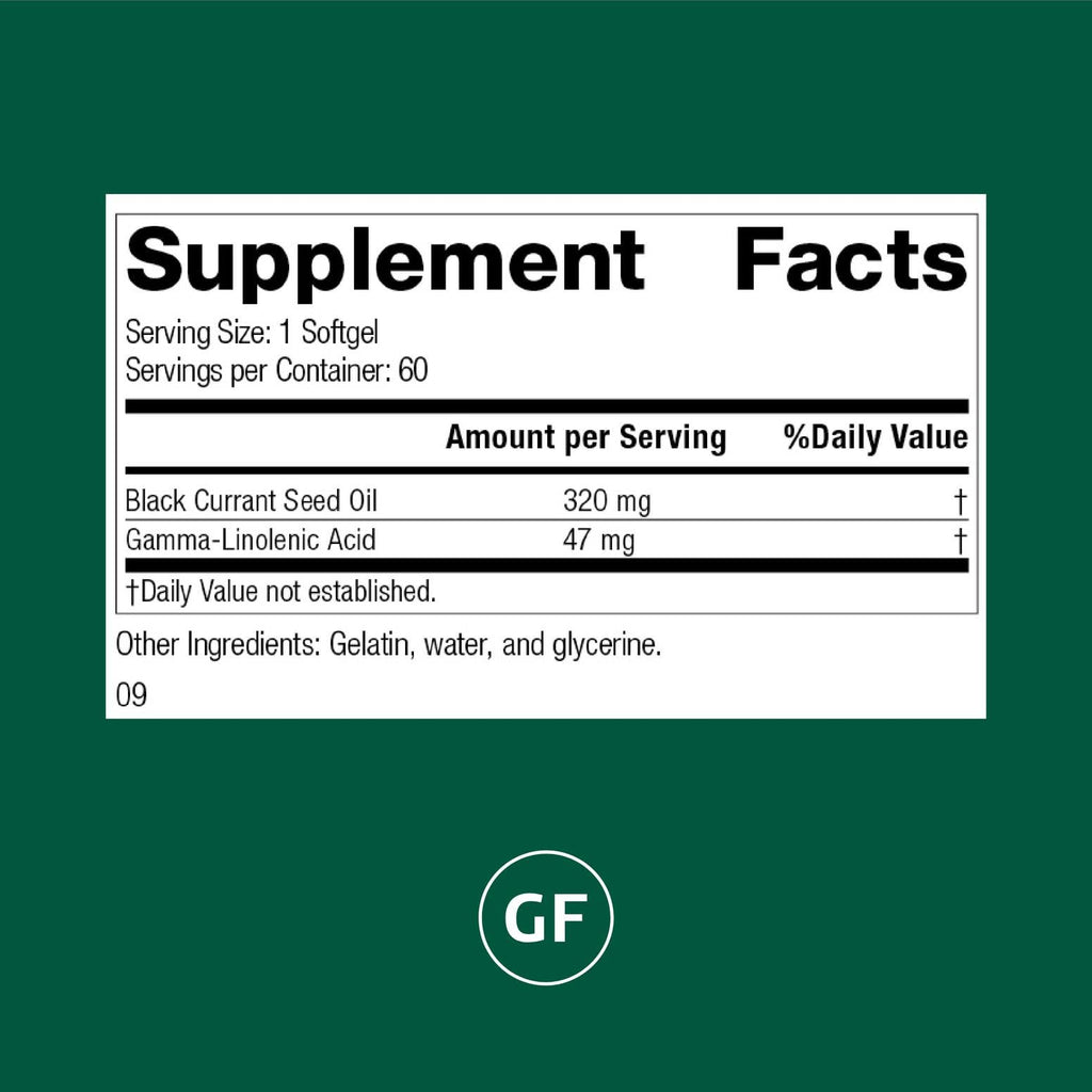 Standard Process Black Currant Seed Oil supplement label details