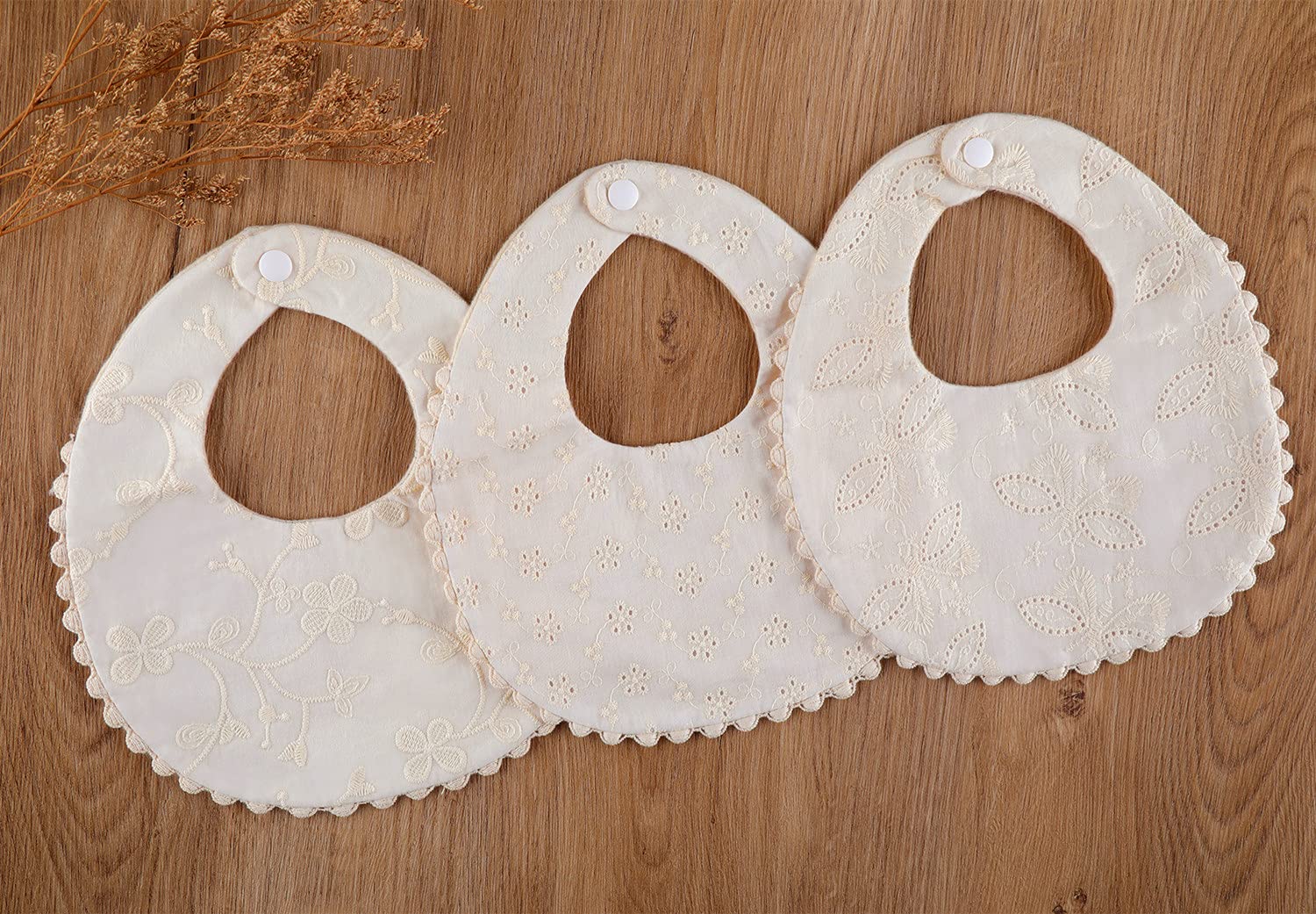Gzmm handmade natural cotton bib floral pattern