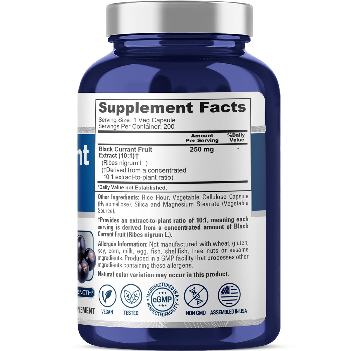 NusaPure Black Currant extract supplement label details and nutrition facts
