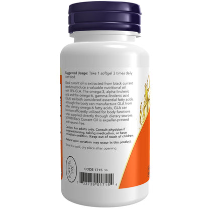 Now Foods Black Currant Seed Oil 100 softgels packaging