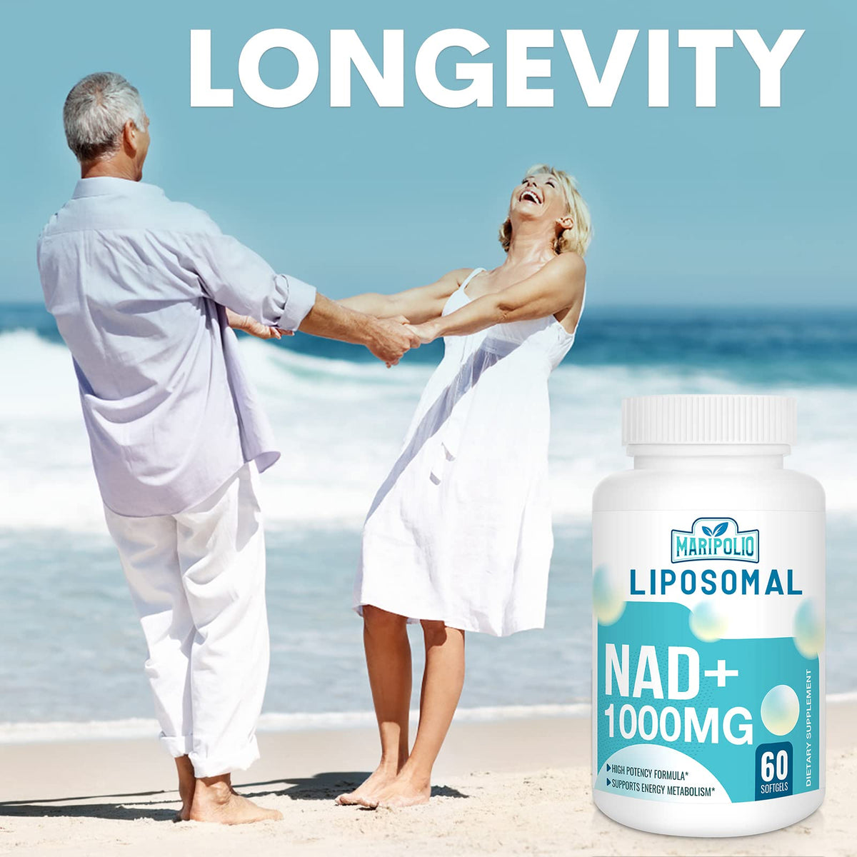 Maripolio cellular wellness dietary supplement bottle for DNA repair.