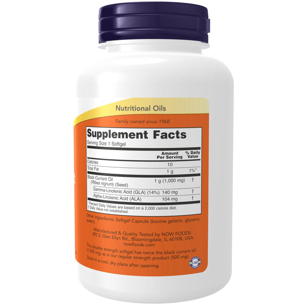 Now Foods Black Currant Oil 1000 mg supplement facts label