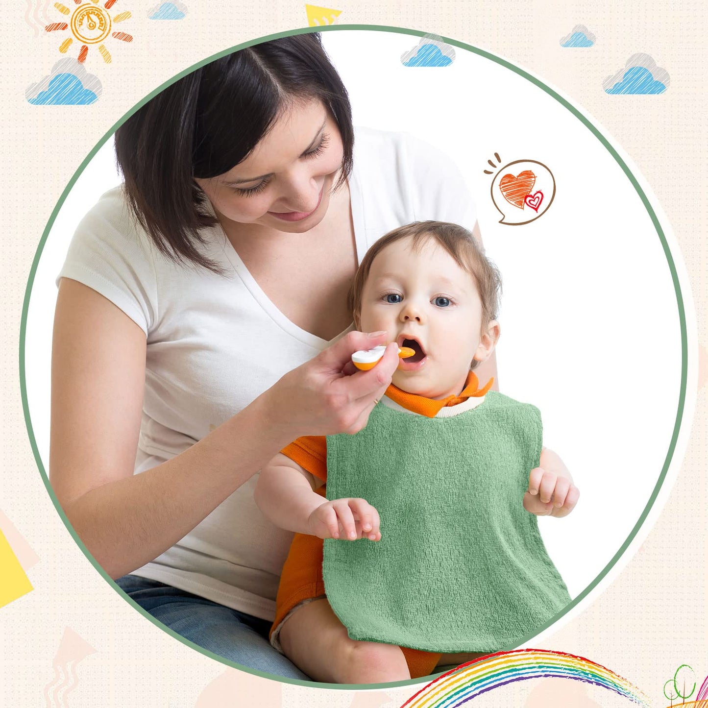Six piece pack of Foaincore pullover infant bibs
