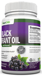 NutriONN Black Currant Oil bottle side profile with dosage info