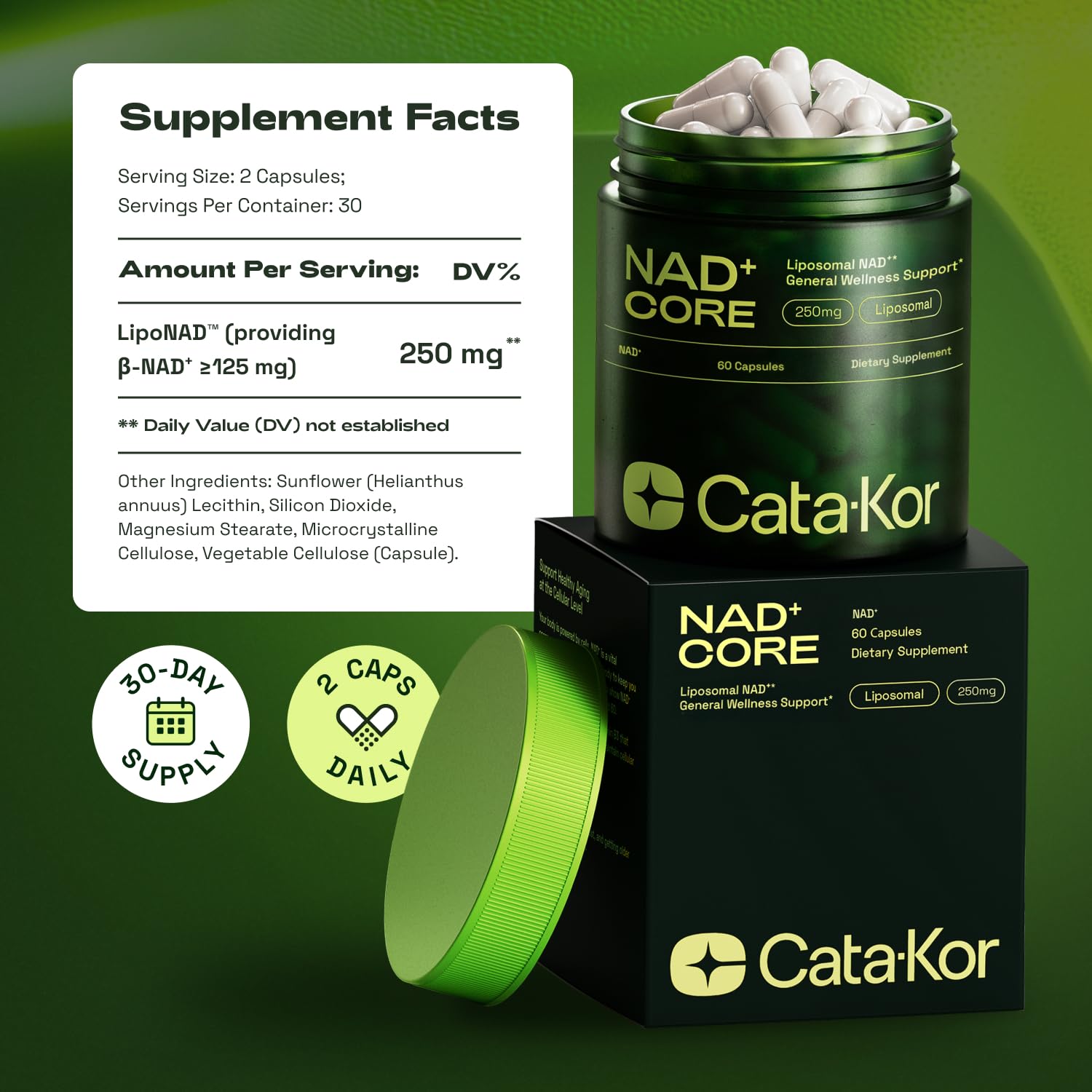Authentic USA imported Cata-Kor NAD+ wellness capsules