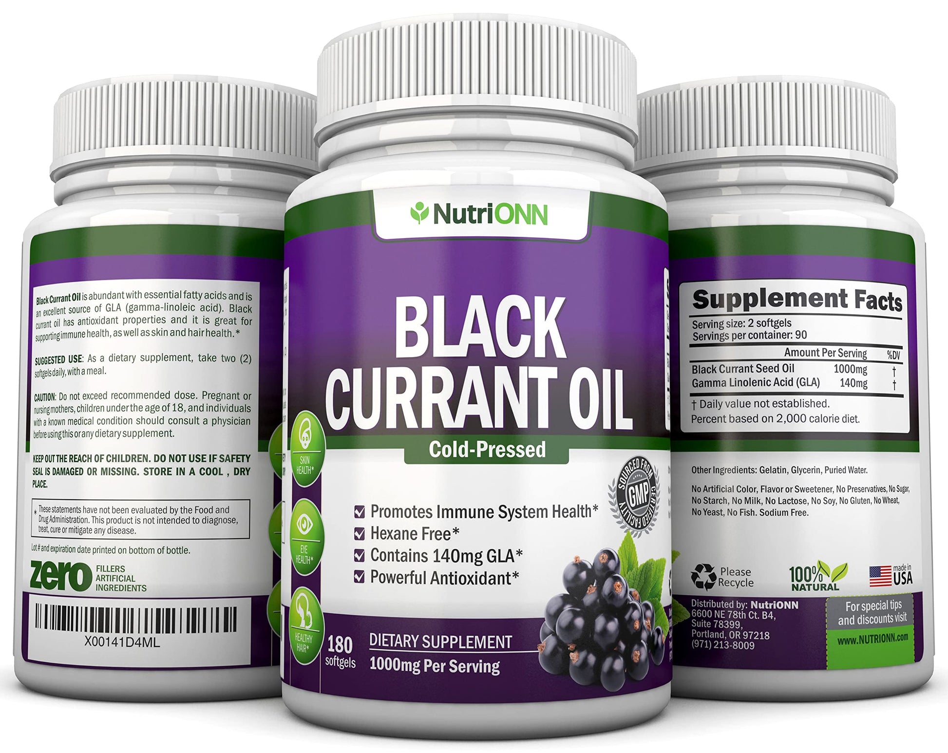 NutriONN Black Currant Oil cold pressed health supplement bottle
