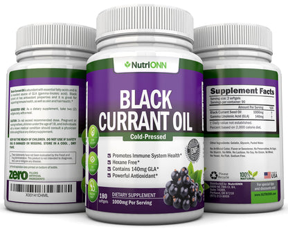 NutriONN Black Currant Oil cold pressed health supplement bottle
