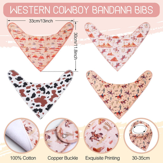 Close up of VitalCozy baby cowboy bib cotton fabric