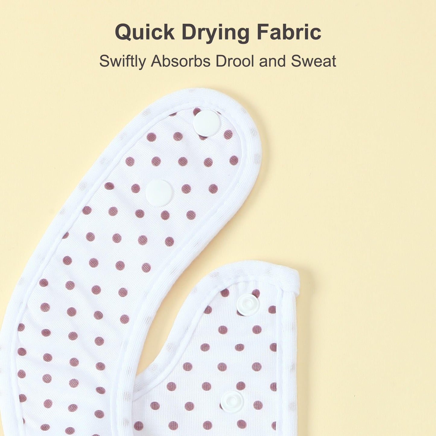 Baby wearing blue and white pattern drool bib