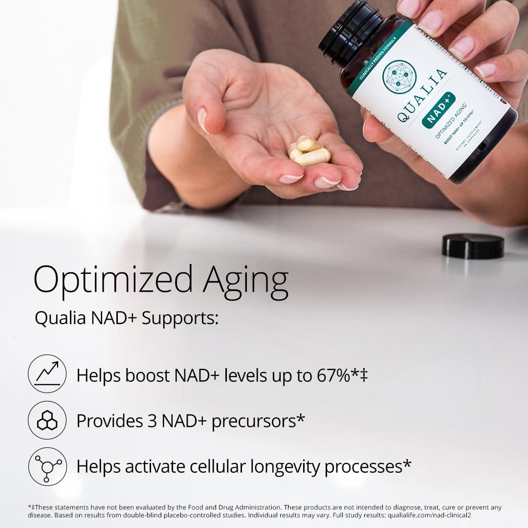 Qualia Life Sciences NAD cellular longevity capsules with Niagen ingredient list