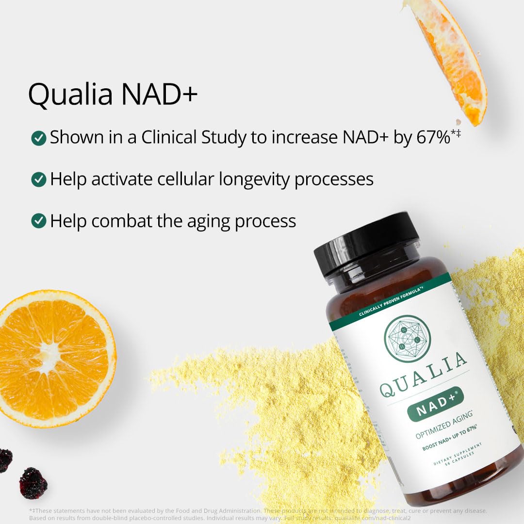 Vegan friendly Qualia NAD capsules for workout recovery and mental focus