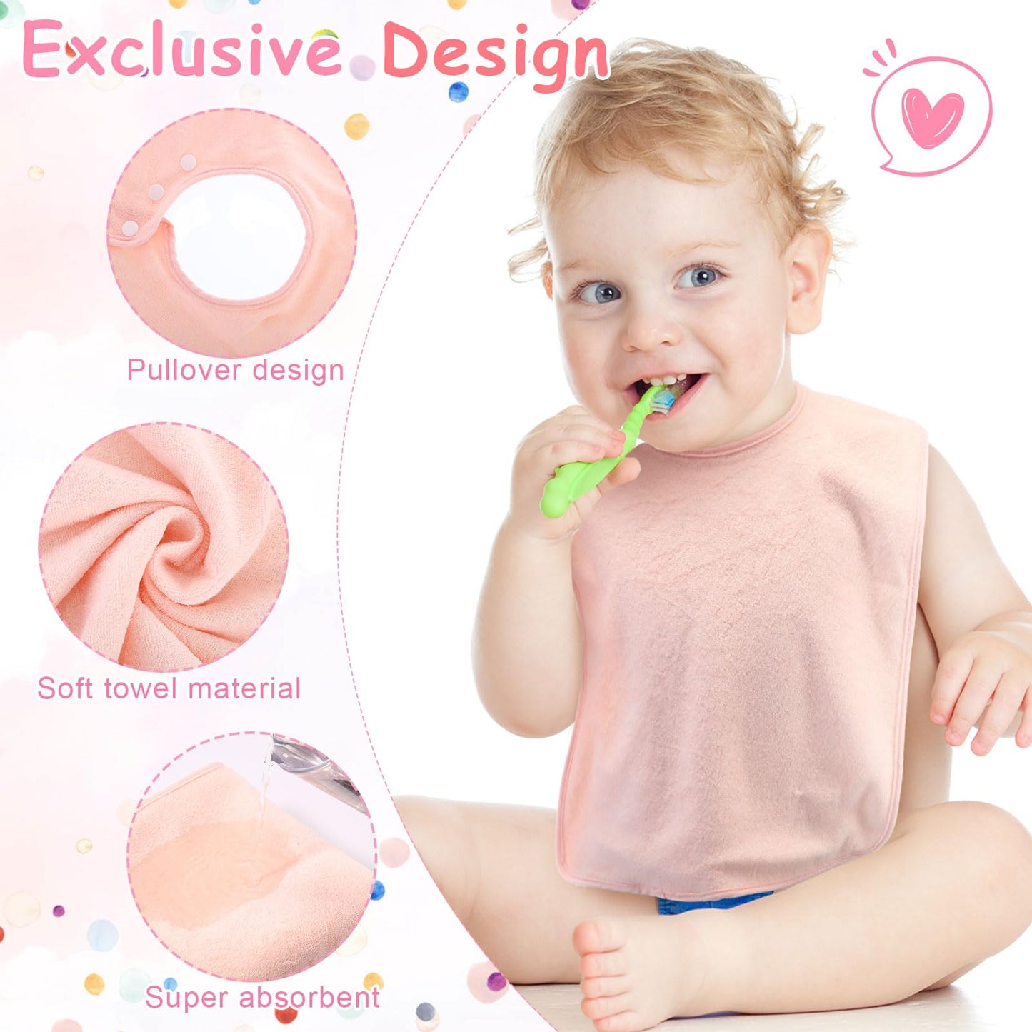 Hercicy baby bib with adjustable snap button closure detail