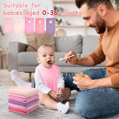 Flat lay of 5 piece Hercicy terry cloth bib set