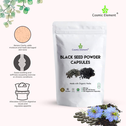 Cosmic Element organic 450 mg black seed vegetable capsules certified halal and kosher
