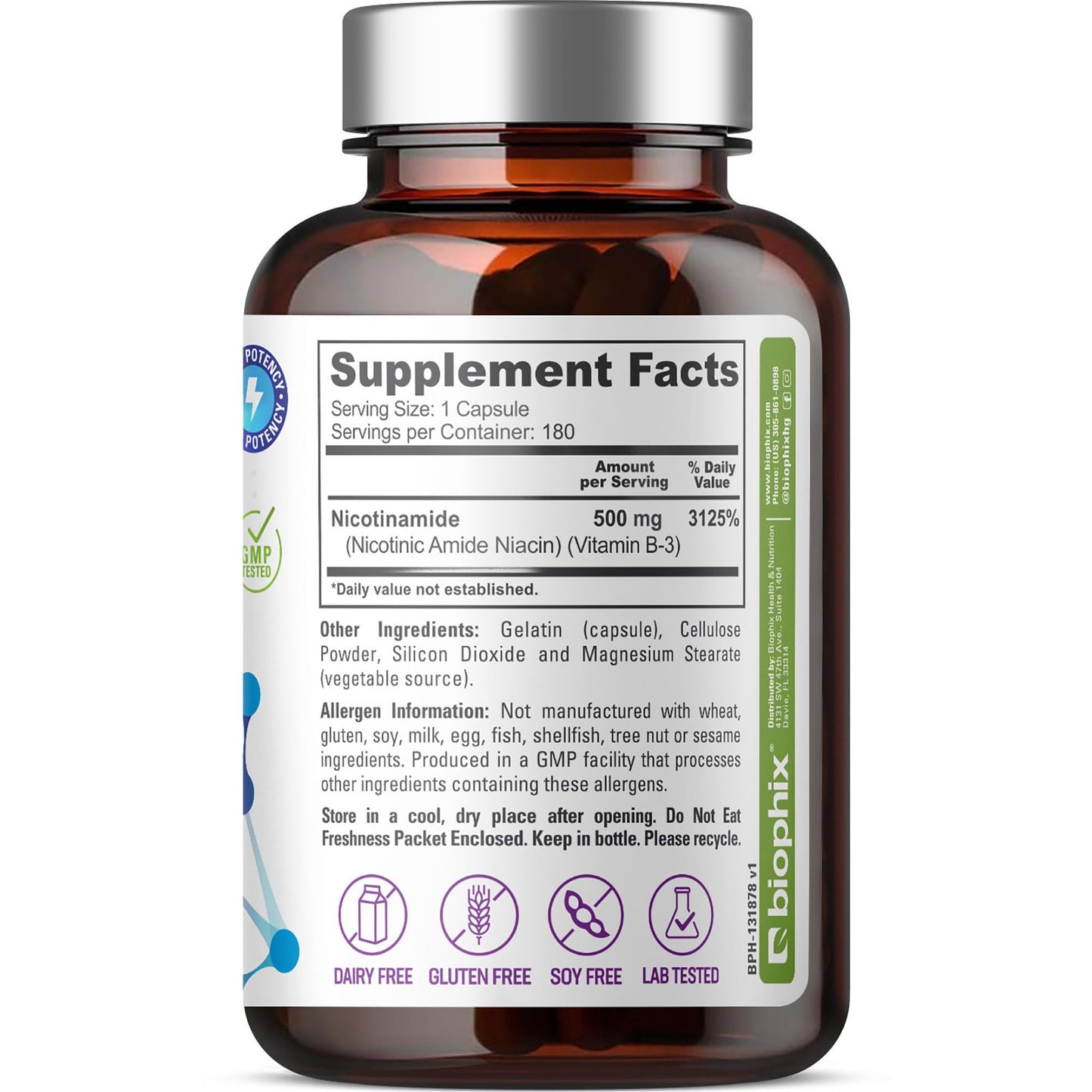 Secure safety seal and expiration details on the premium Biophix cellular energy capsule bottle.
