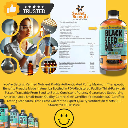 Sweet Sunnah authentic Turkish black cumin seed oil sixteen ounce dietary supplement bottle