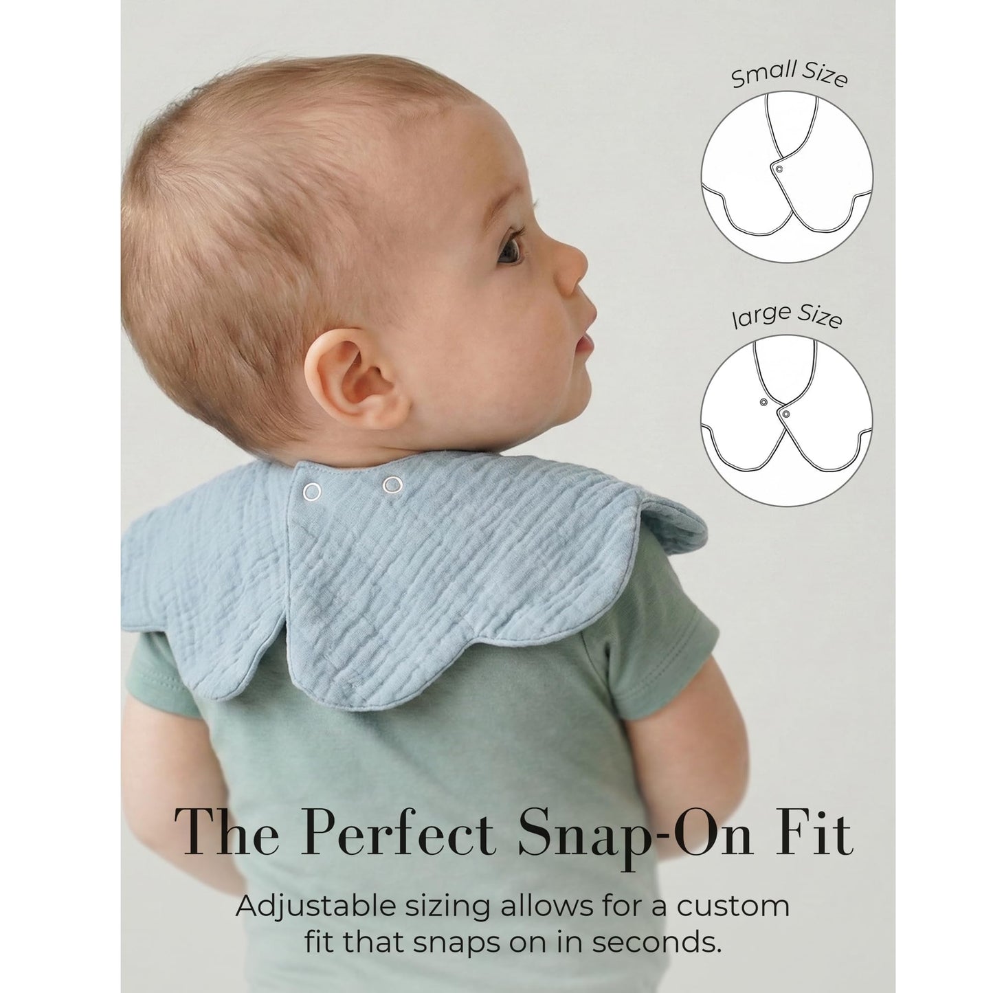 Top view of absorbent flower shaped bandana bibs for infants