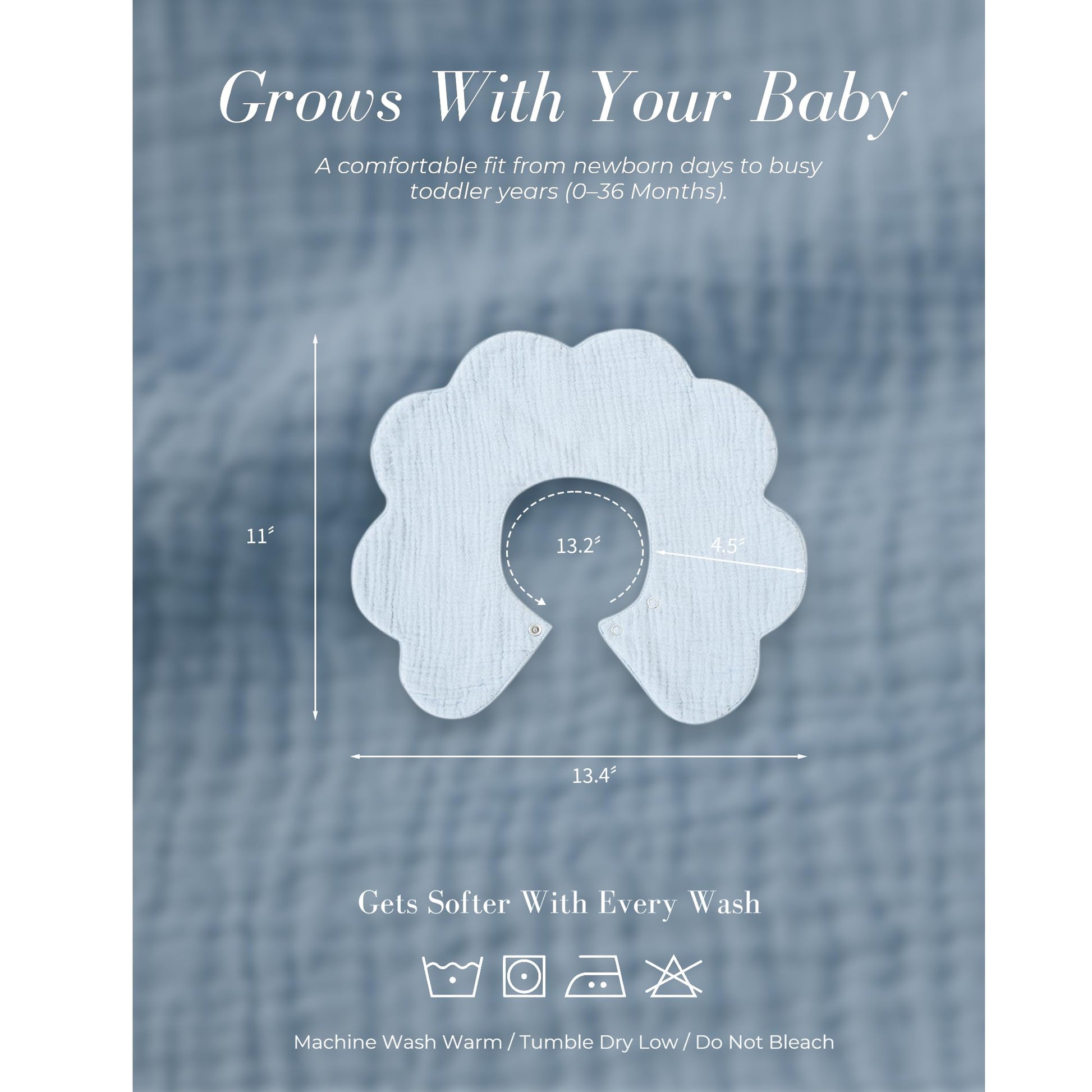 Mairmore muslin bibs displayed in packaging set