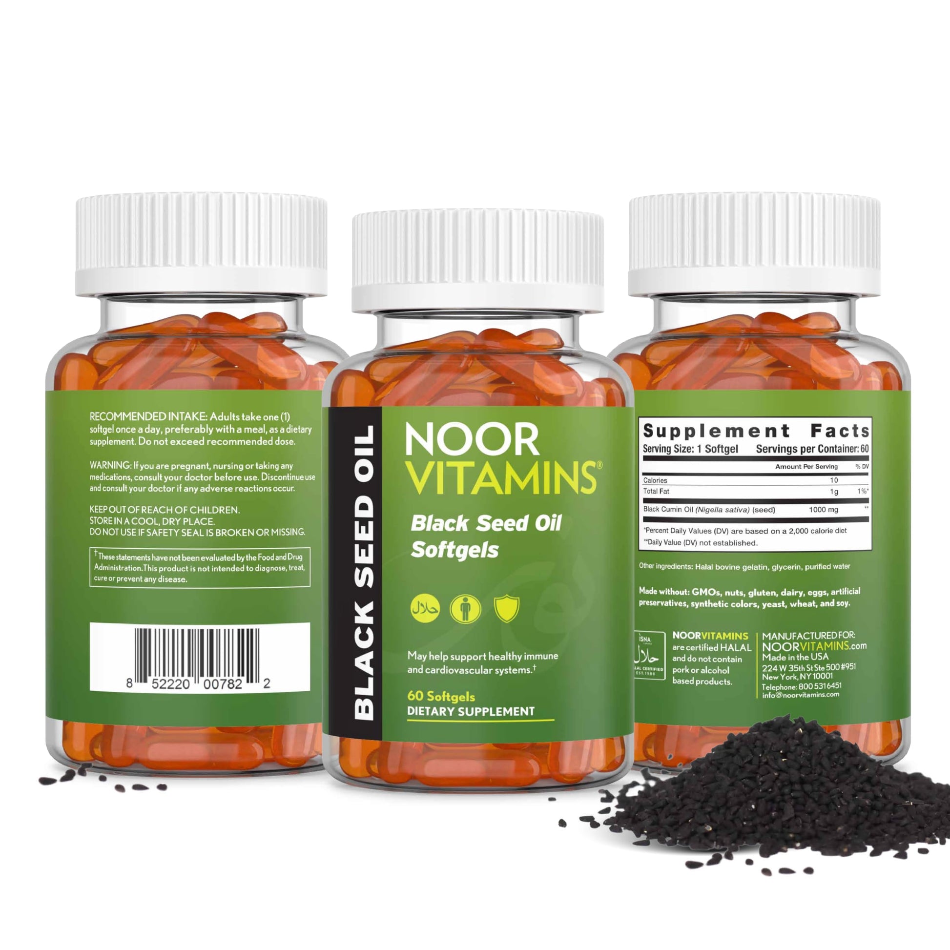 ISNA Halal certified 1000 milligrams daily immune booster supplement bottle back view