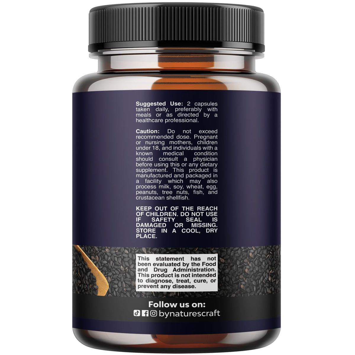 Natures Craft black seed oil supplement bottle back label ingredients