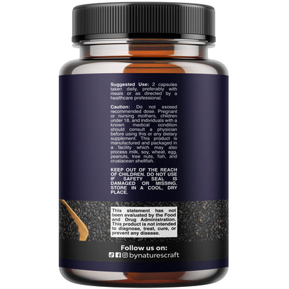 Natures Craft cold pressed black cumin seed oil dietary supplement facts label