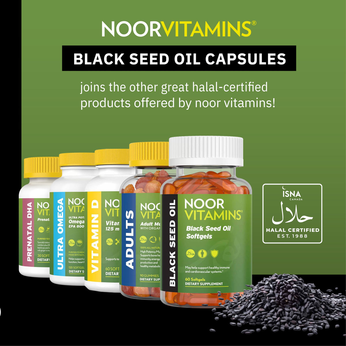 Non-GMO gluten-free black seed oil softgels bottle