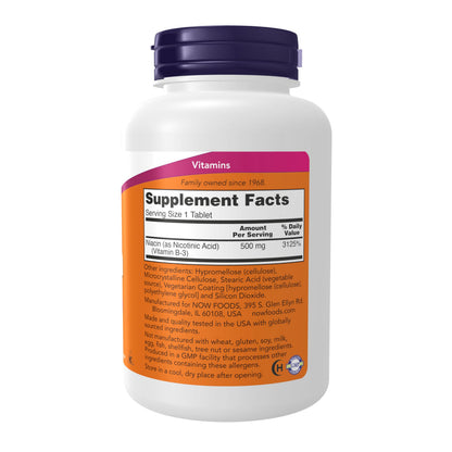 NOW Foods Vitamin B3 sustained release supplement label directions