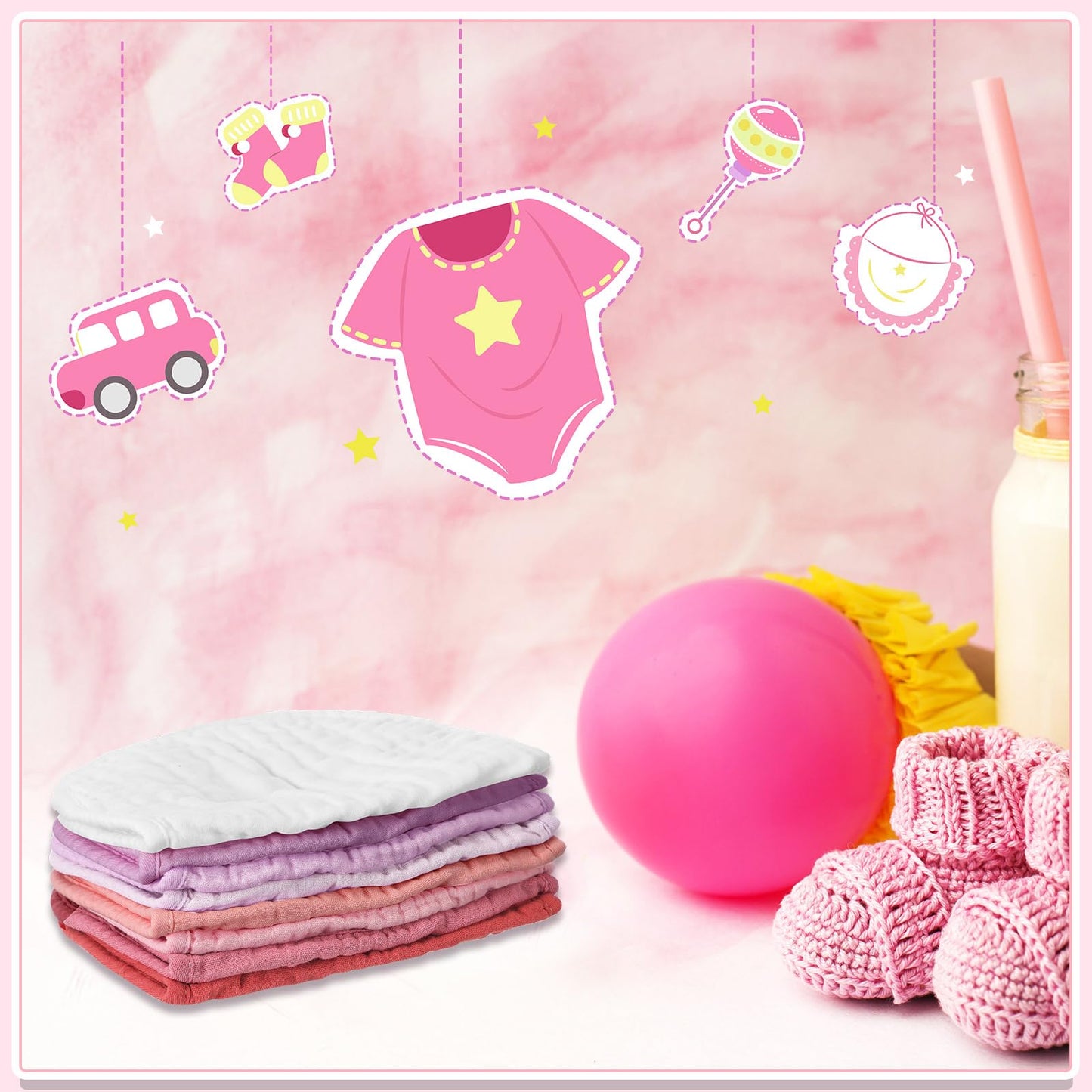 Six layer absorbent muslin bibs for newborns