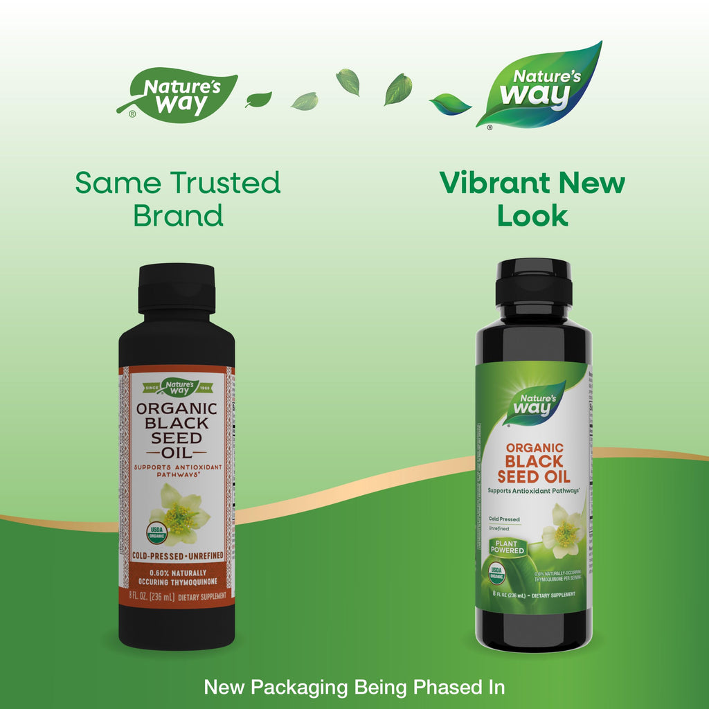 Nature's Way Organic Black Seed Oil label nutritional facts
