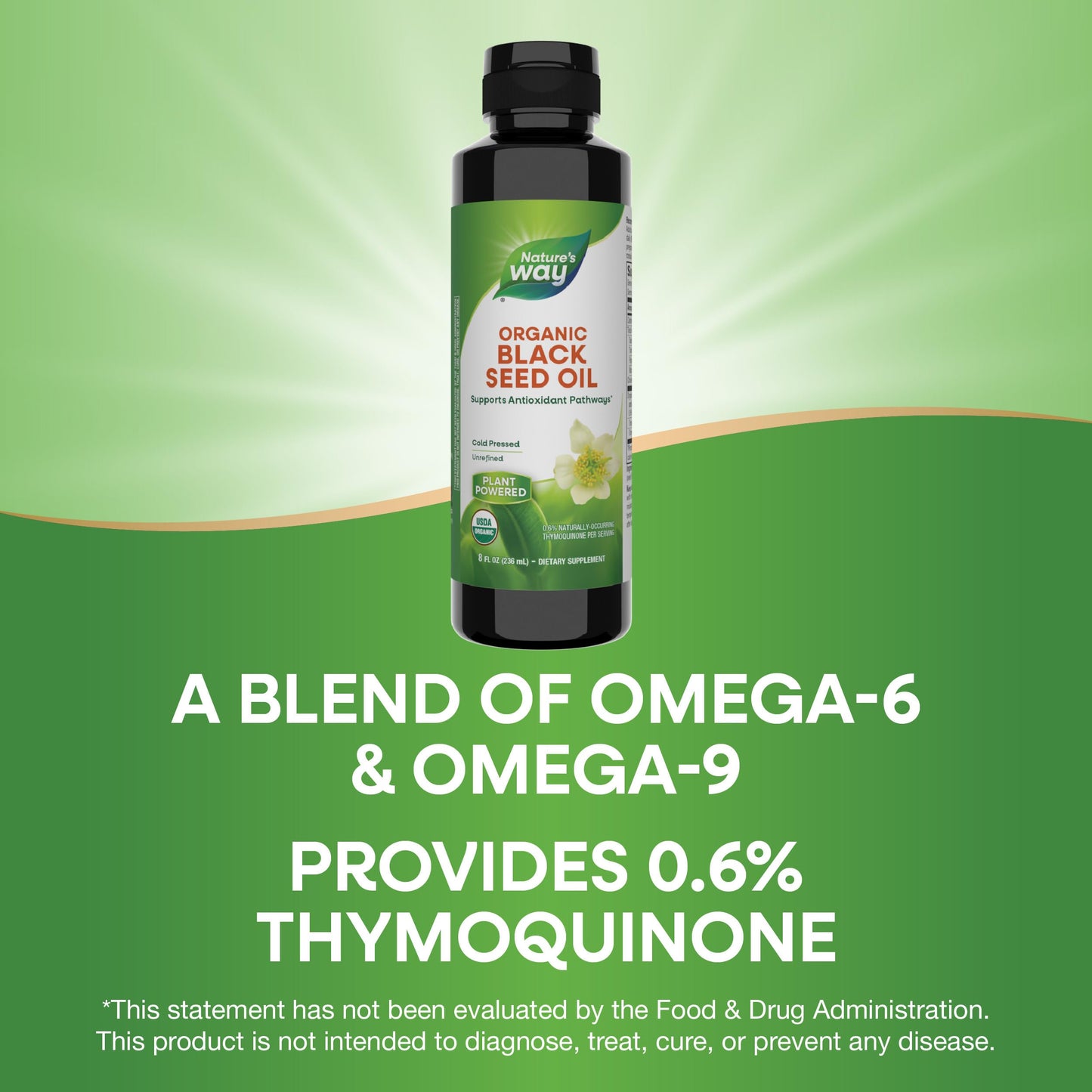 Nature's Way premium unflavored black seed oil 8 Fluid Ounce nutritional facts and ingredients list.