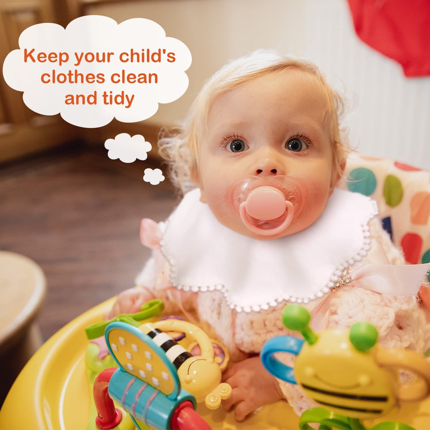 JenPen 360 degree rotating baby drool bibs showing button closure detail