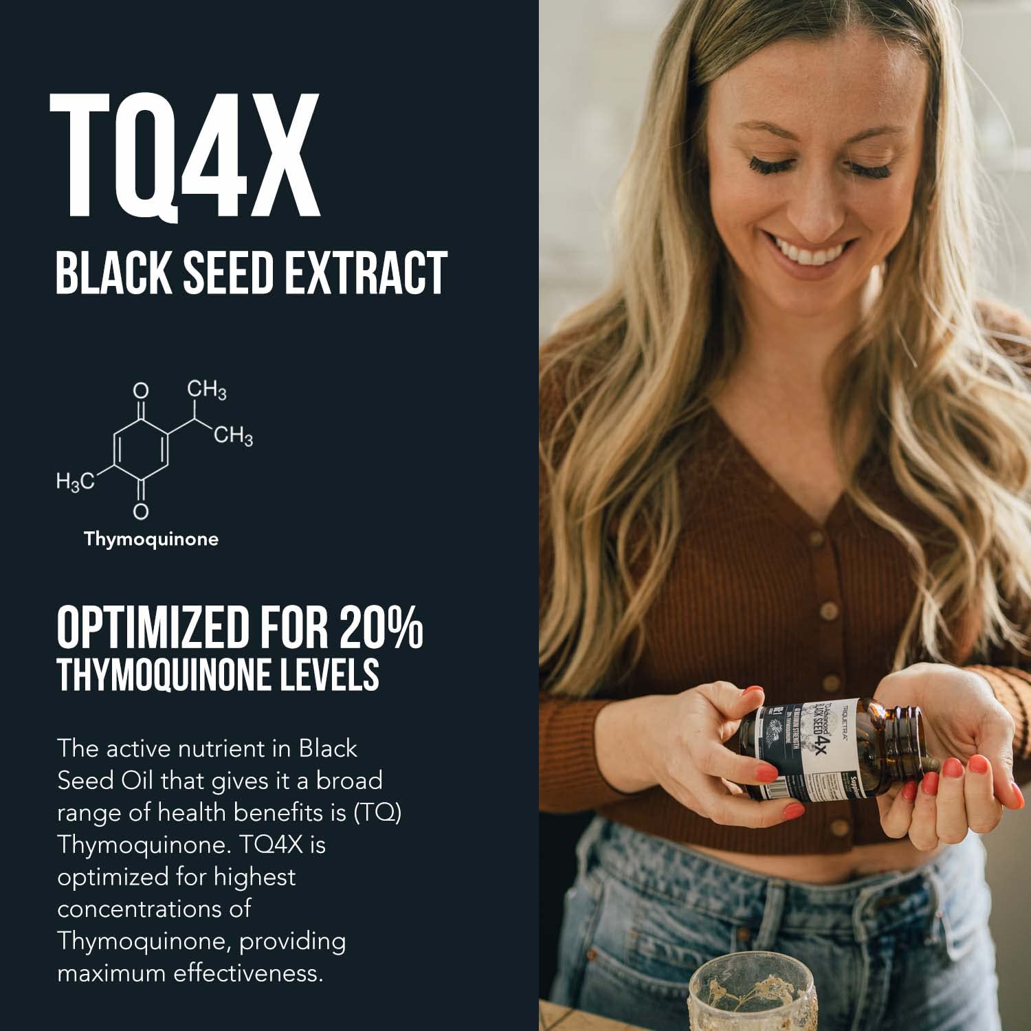 Triquetra Health 20 percent thymoquinone supplement supplement facts label
