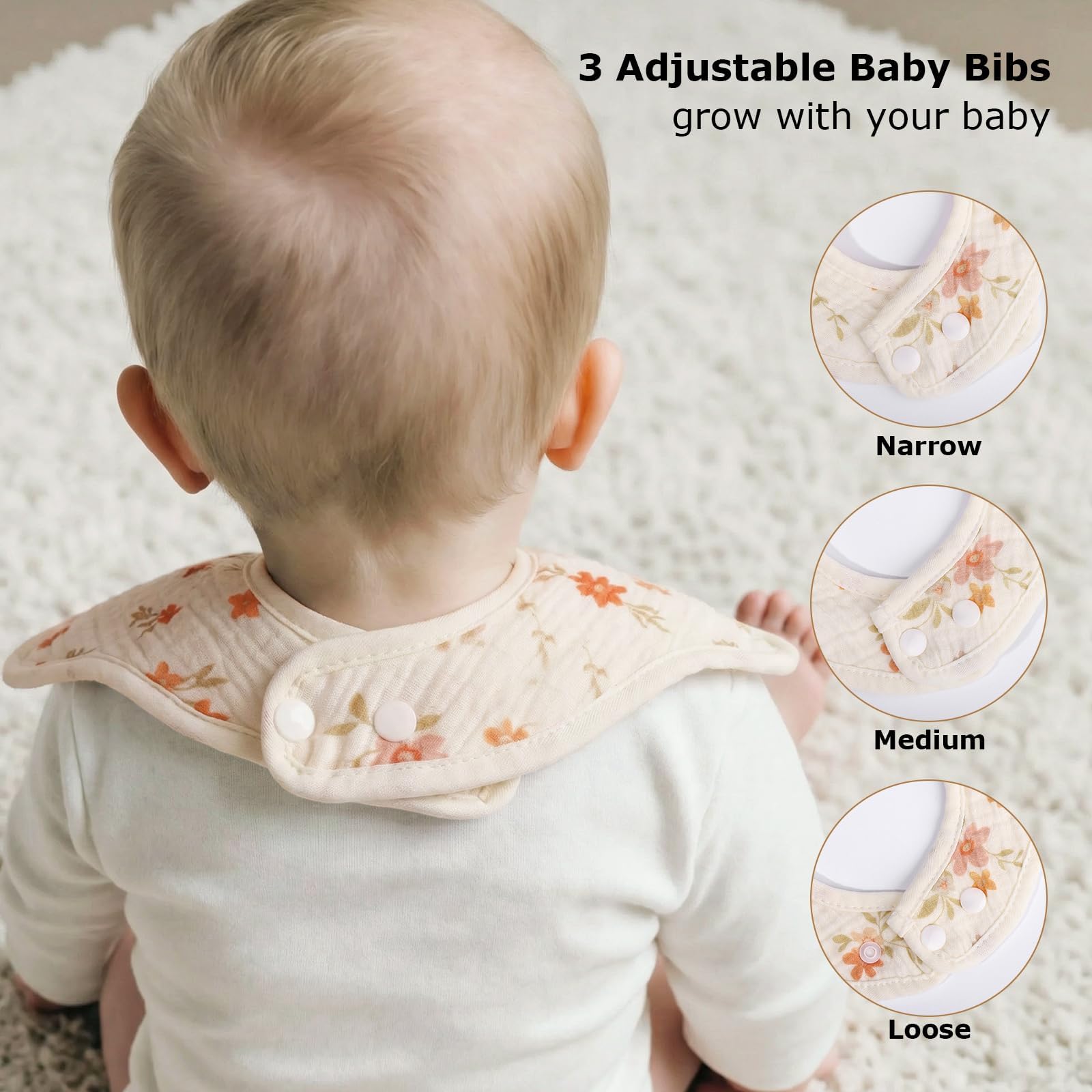 Assorted neutral color and print baby bibs