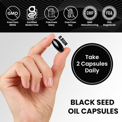 Supplement facts and nutritional information of Leaping Lynx black cumin seed oil.
