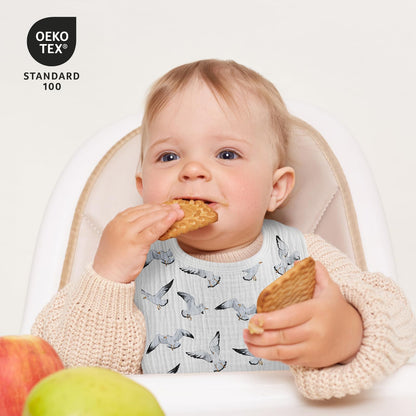 Unisex baby drool bibs with snap closure detail