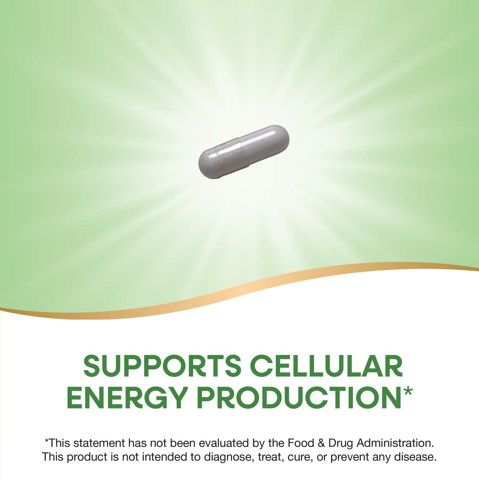 Nature's Way dietary supplement bottle displaying cellular energy support product benefits