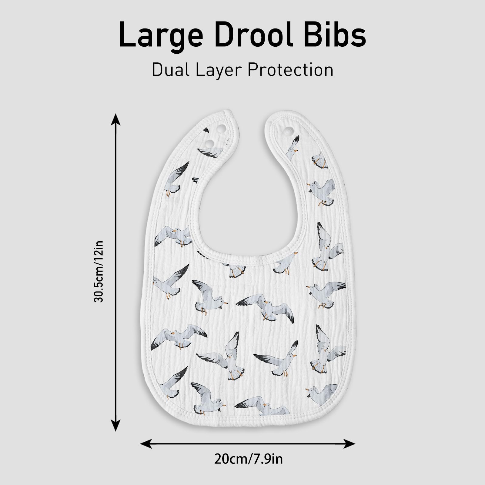 Adjustable muslin bibs for drooling and feeding